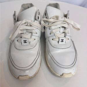 CHANEL Classic White Leather Sneakers